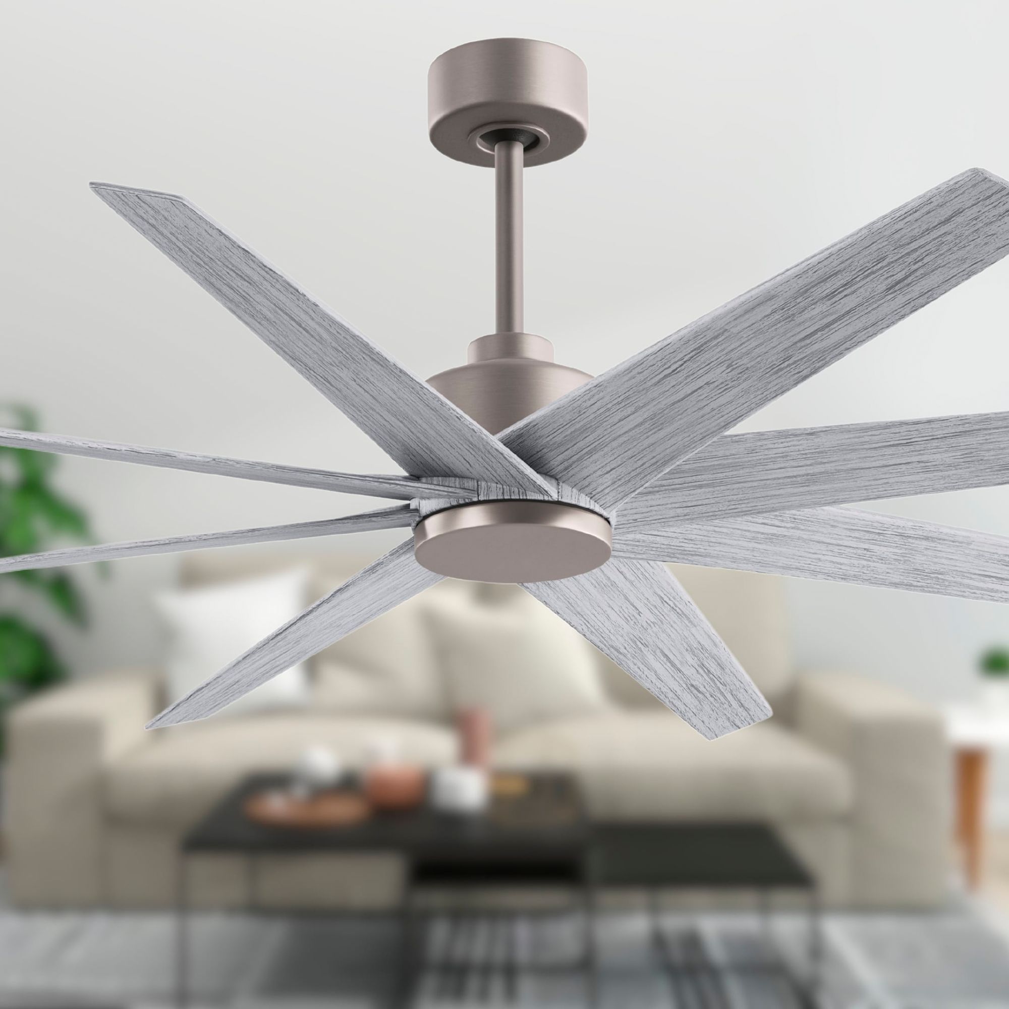 Image 3 Ariella 64"W 8 Blade Brushed Nickel Ceiling Fan w/ Barn Wood Tone Blad more views