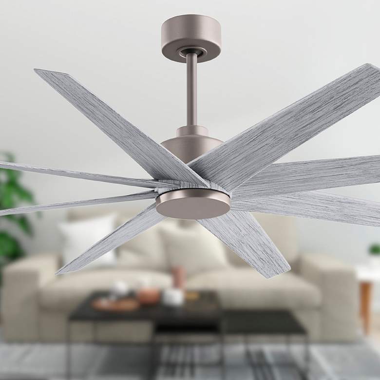 Image 3 Ariella 64"W 8 Blade Brushed Nickel Ceiling Fan w/ Barn Wood Tone Blad more views