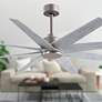 3_Ariella 64"W 8 Blade Brushed Nickel Ceiling Fan w/ Barn Wood Tone Blad more views