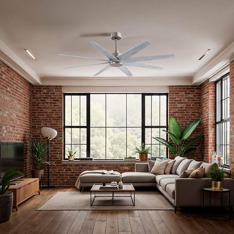 Image 4 Ariella 64"W 8 Blade Brushed Nickel Ceiling Fan w/ Barn Wood Tone Blad more views