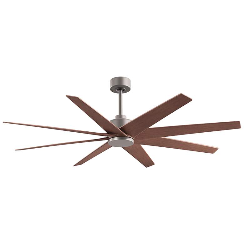 Image 2 Ariella 64"W 8 Blade Brushed Nickel Ceiling Fan w/ Walnut Tone Blades