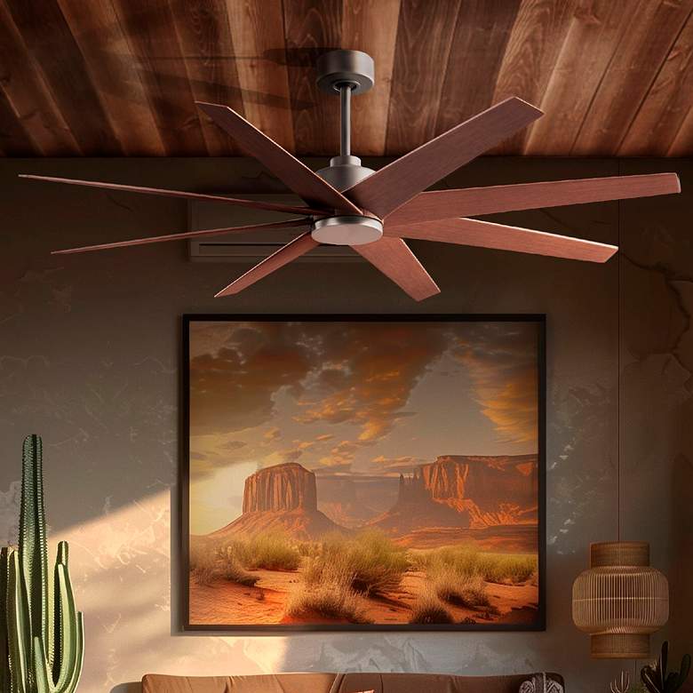 Image 1 Ariella 64"W 8 Blade Brushed Nickel Ceiling Fan w/ Walnut Tone Blades