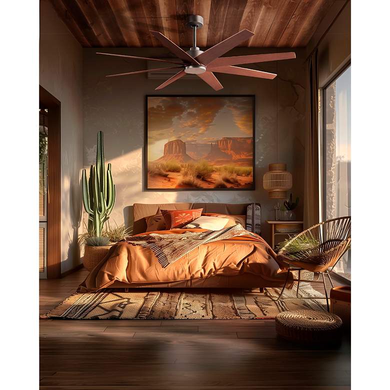 Image 4 Ariella 64"W 8 Blade Brushed Nickel Ceiling Fan w/ Walnut Tone Blades more views