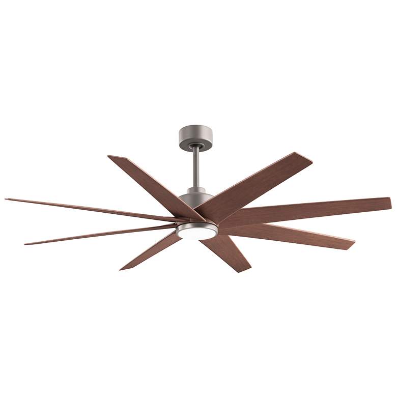 Image 1 Ariella 64"W 8 Blade Brushed Nickel LED Ceiling Fan w/ Walnut Tone Bla