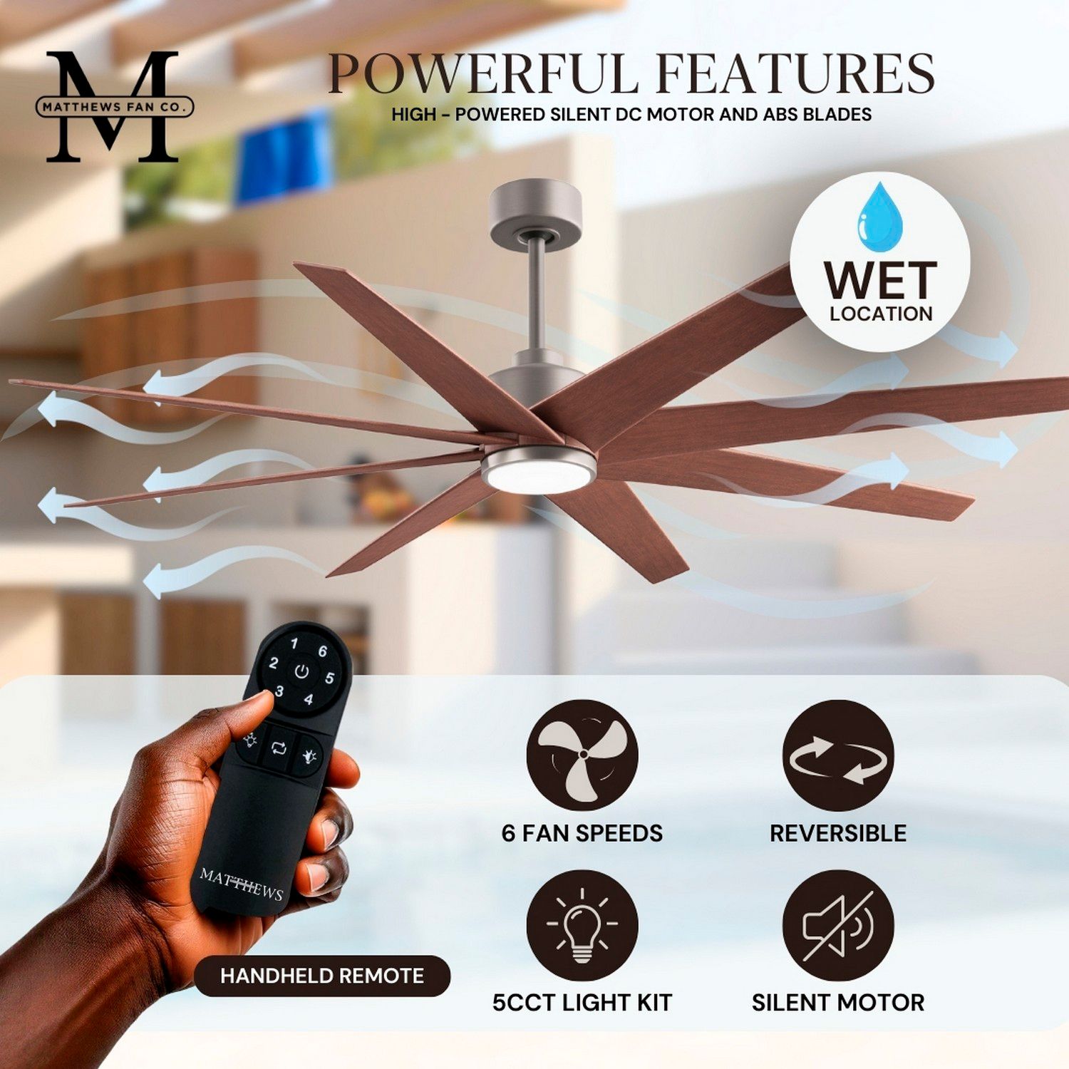 Image 5 Ariella 64"W 8 Blade Brushed Nickel LED Ceiling Fan w/ Walnut Tone Bla more views