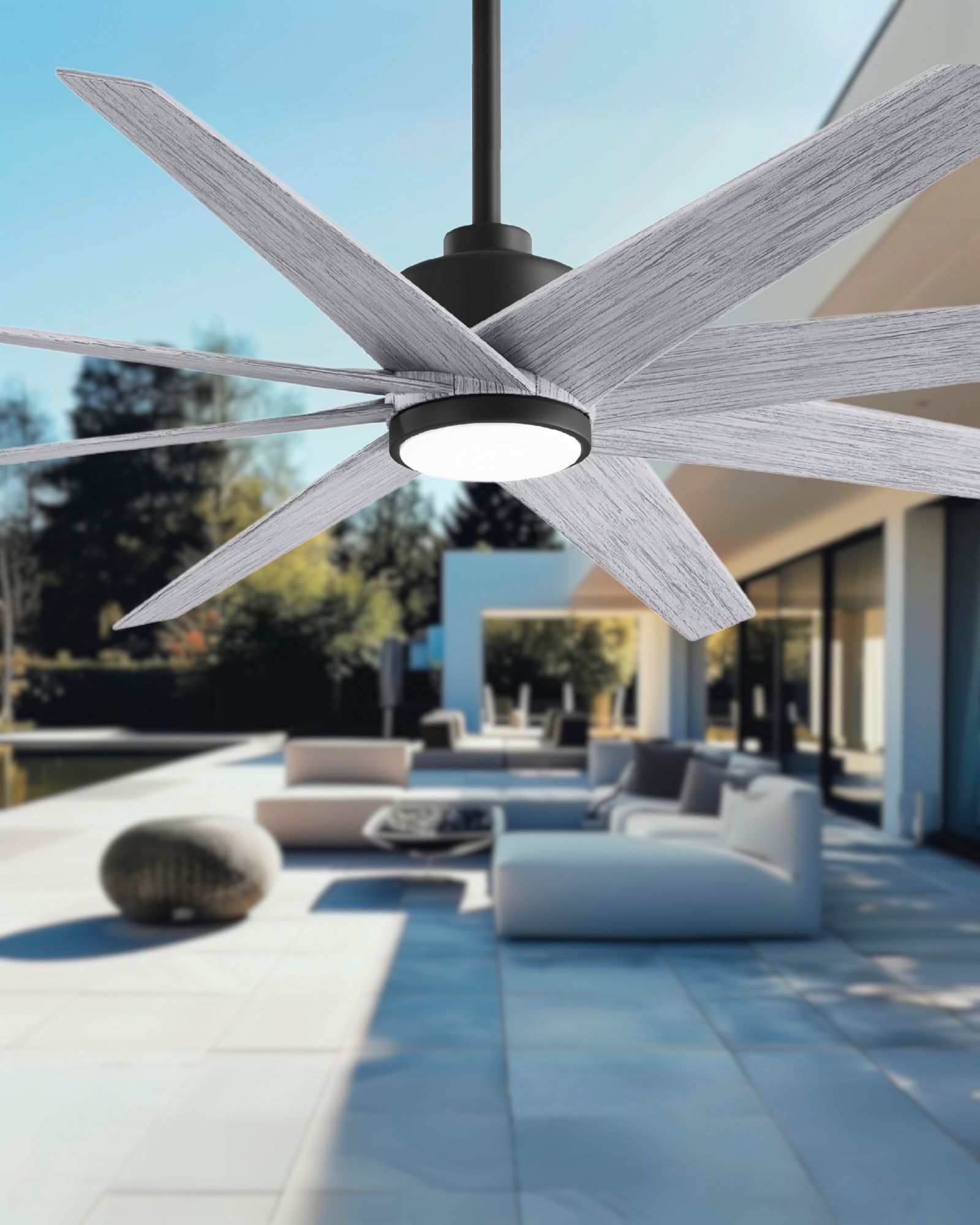 Image 3 Ariella 64"W 8 Blade Matte Black LED Ceiling Fan w/ Barn Wood Tone Bla more views