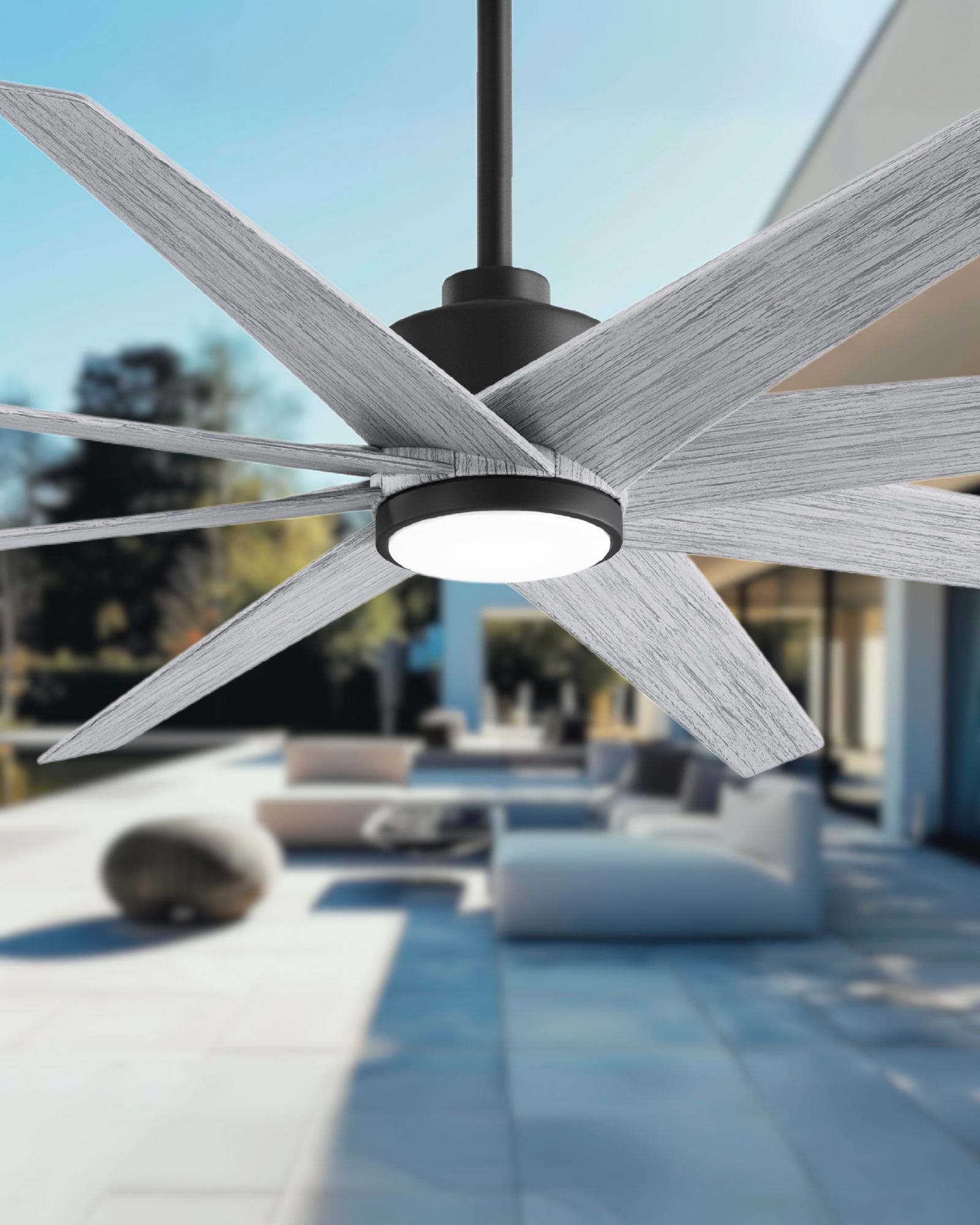 Image 4 Ariella 64"W 8 Blade Matte Black LED Ceiling Fan w/ Barn Wood Tone Bla more views