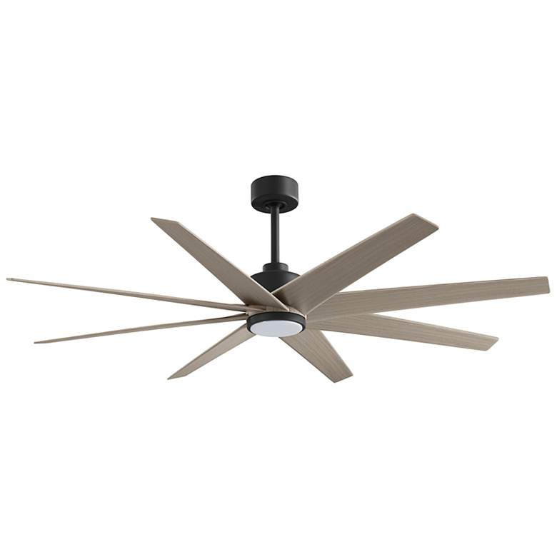Image 2 Ariella 64"W 8 Blade Matte Black LED Ceiling Fan w/ Gray Ash Tone Blad more views