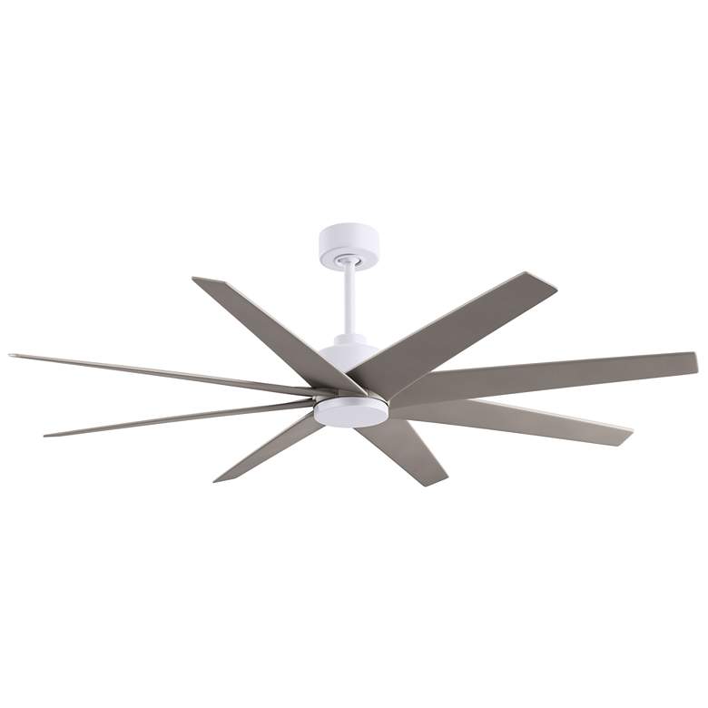 Image 1 Ariella 64"W 8 Blade Matte White Ceiling Fan w/ Brushed Nickel Blades