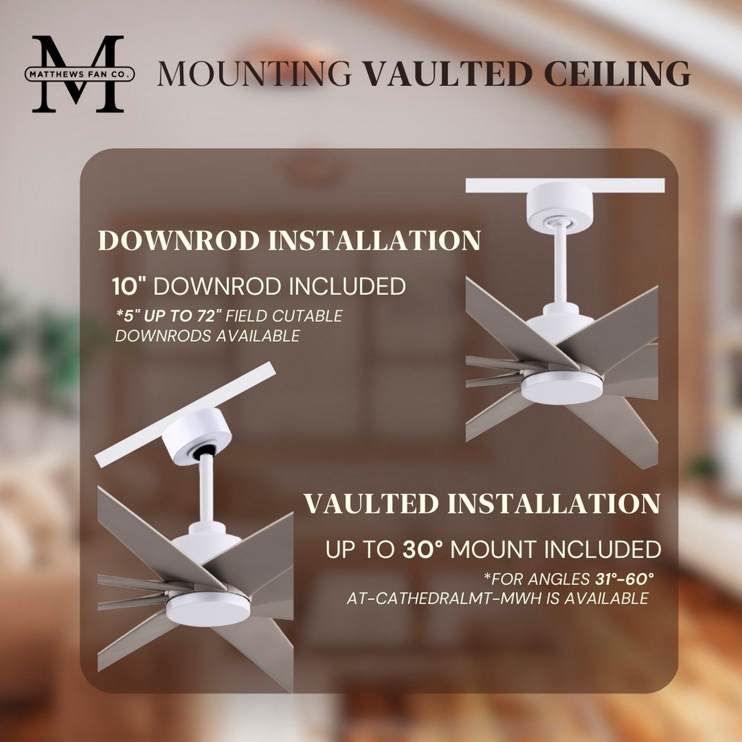 Ariella 64"W 8 Blade Matte White Ceiling Fan w/ Brushed Nickel Blades