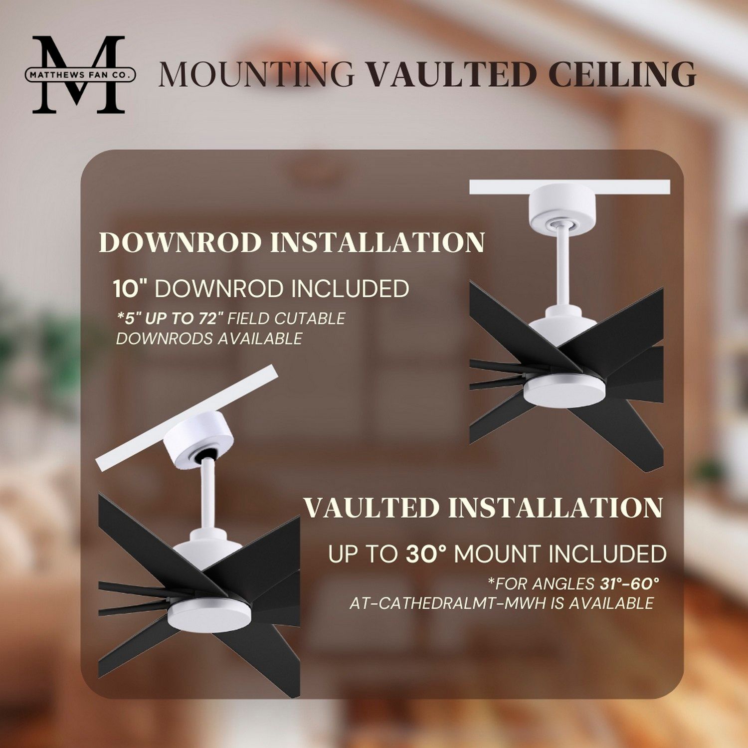 Ariella 64"W 8 Blade Matte White Ceiling Fan w/ Matte Black Blades