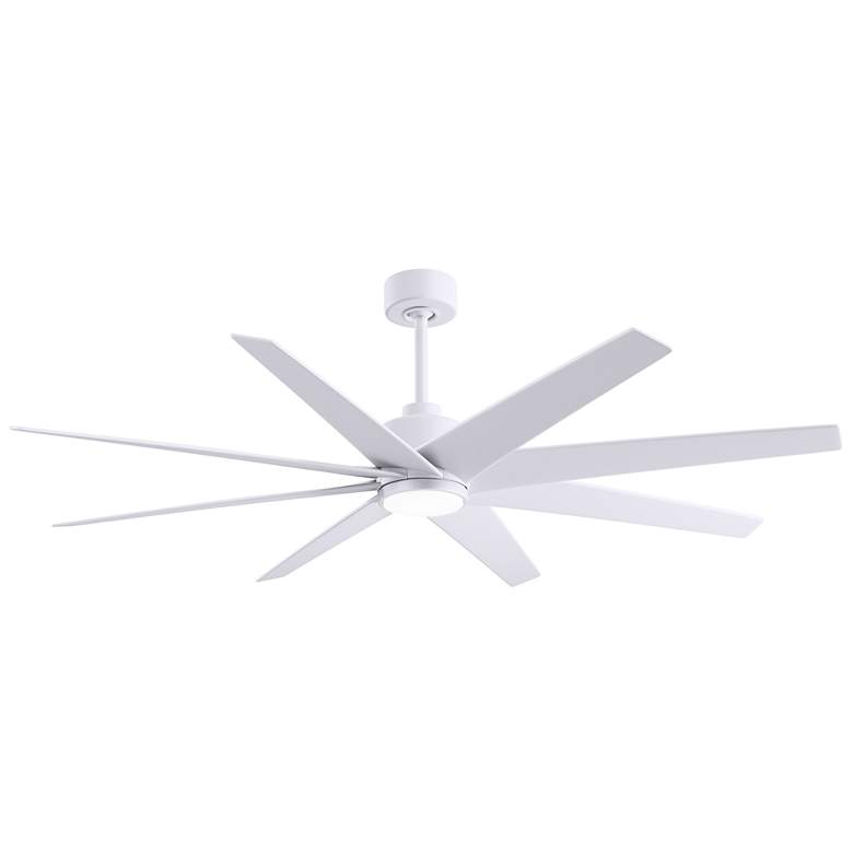Image 1 Ariella 64"W 8 Blade Matte White LED Ceiling Fan w/ Matte White Blades