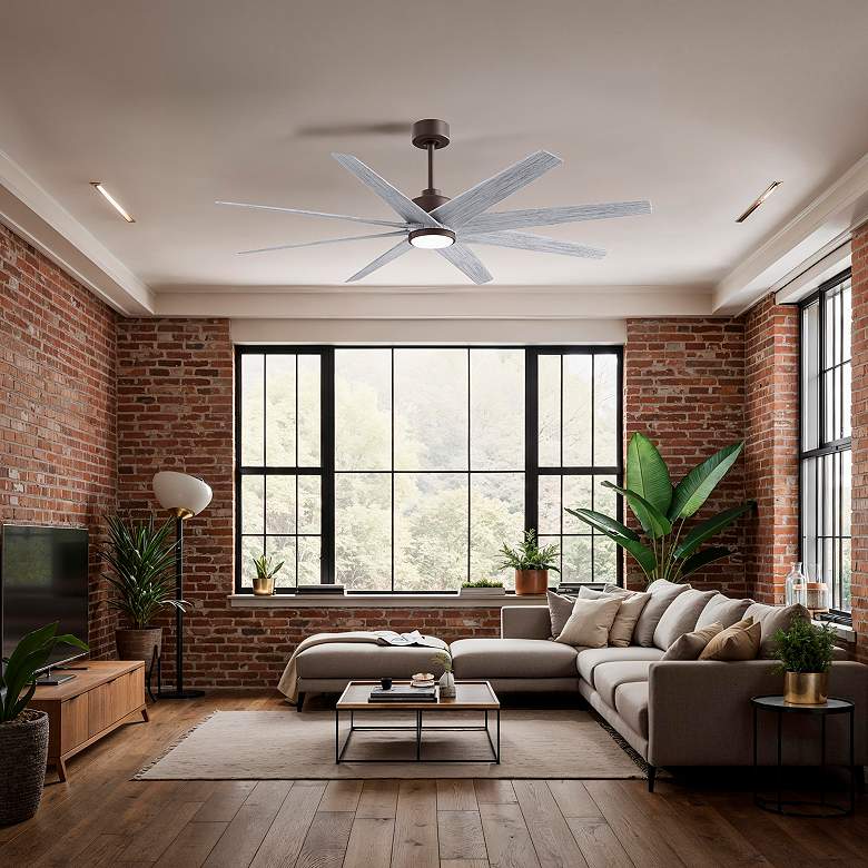 Image 3 Ariella 64"W 8 Blade Textured Bronze LED Ceiling Fan w/ Barn Wood Blad more views