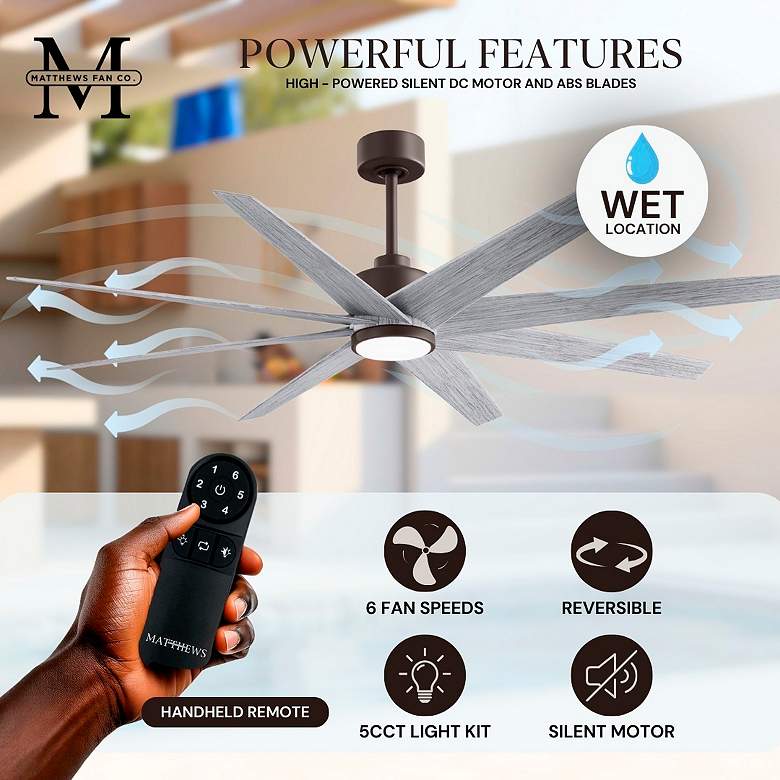 Image 5 Ariella 64"W 8 Blade Textured Bronze LED Ceiling Fan w/ Barn Wood Blad more views