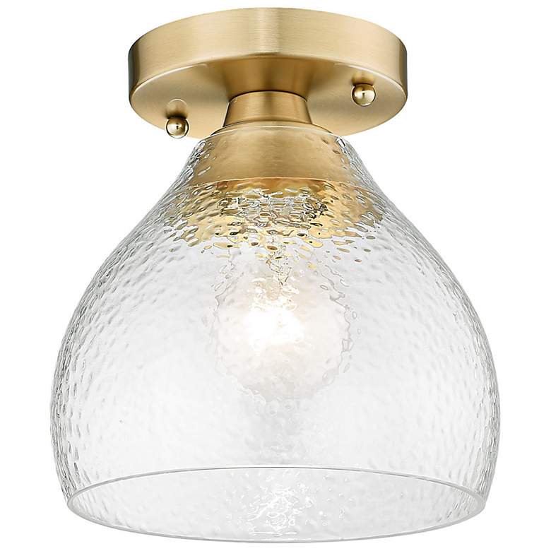 Image 2 Ariella 7 3/8" Wide Semi-Flush in BCB with Hammered Clear Glass