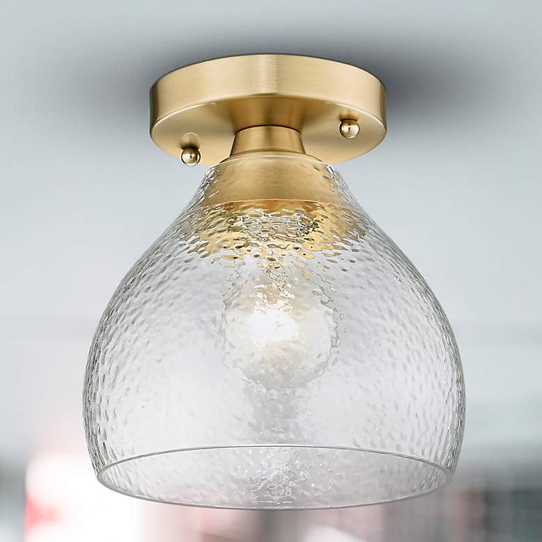 Image 1 Ariella 7 3/8" Wide Semi-Flush in BCB with Hammered Clear Glass