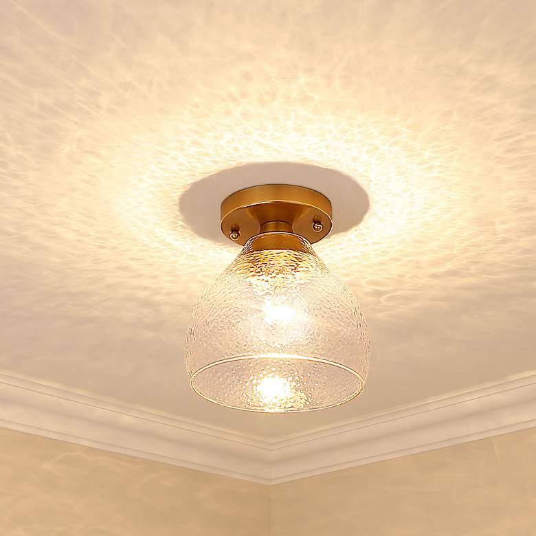 Image 4 Ariella 7 3/8" Wide Semi-Flush in BCB with Hammered Clear Glass more views