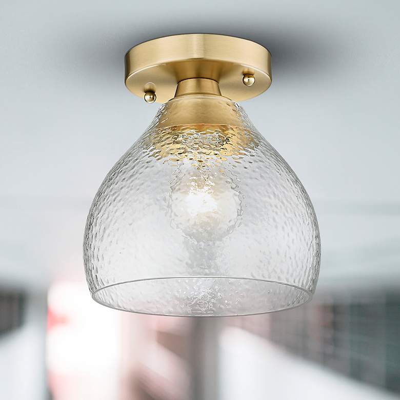 Image 6 Ariella 7 3/8" Wide Semi-Flush in BCB with Hammered Clear Glass more views
