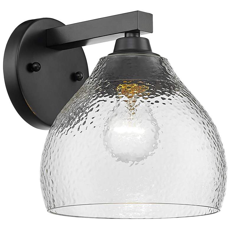 Image 1 Ariella 7 3/8" Wide Wall Sconce in Matte Black with Hammered Clear Gla