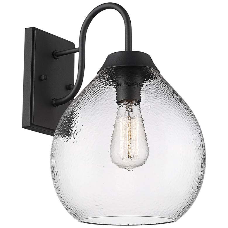 Image 1 Ariella Natural Black Outdoor Wall Light with Hammered Clear Glass
