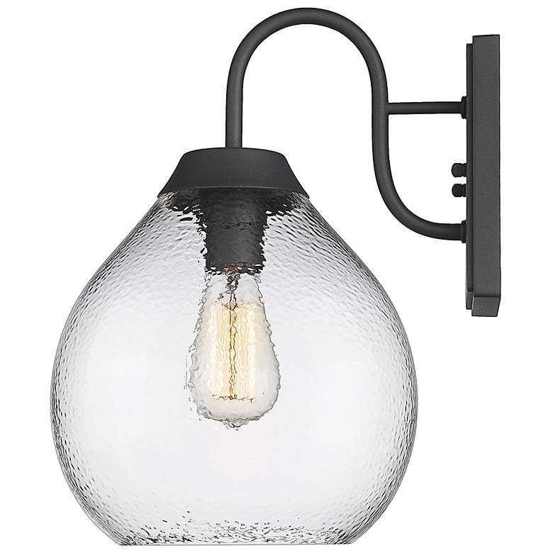 Image 6 Ariella Natural Black Outdoor Wall Light with Hammered Clear Glass more views