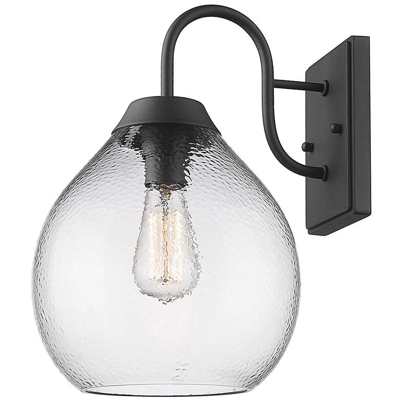 Image 7 Ariella Natural Black Outdoor Wall Light with Hammered Clear Glass more views