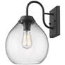 Ariella Natural Black Outdoor Wall Light with Hammered Clear Glass in scene