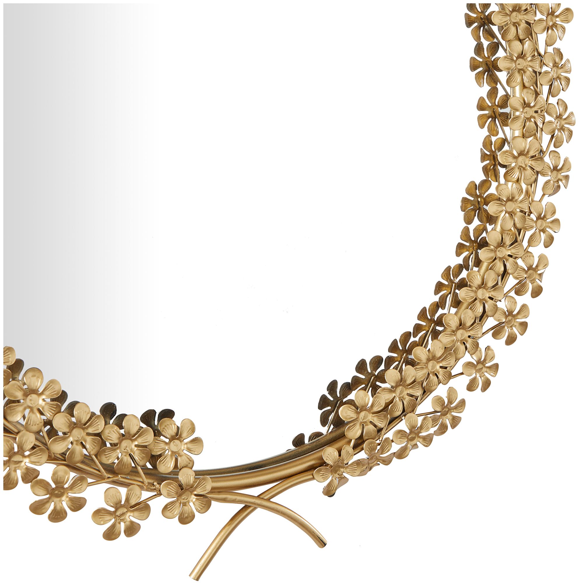 Image 3 Ariella Polished Gold 3D Floral Metal 22" Round Wall Mirror more views