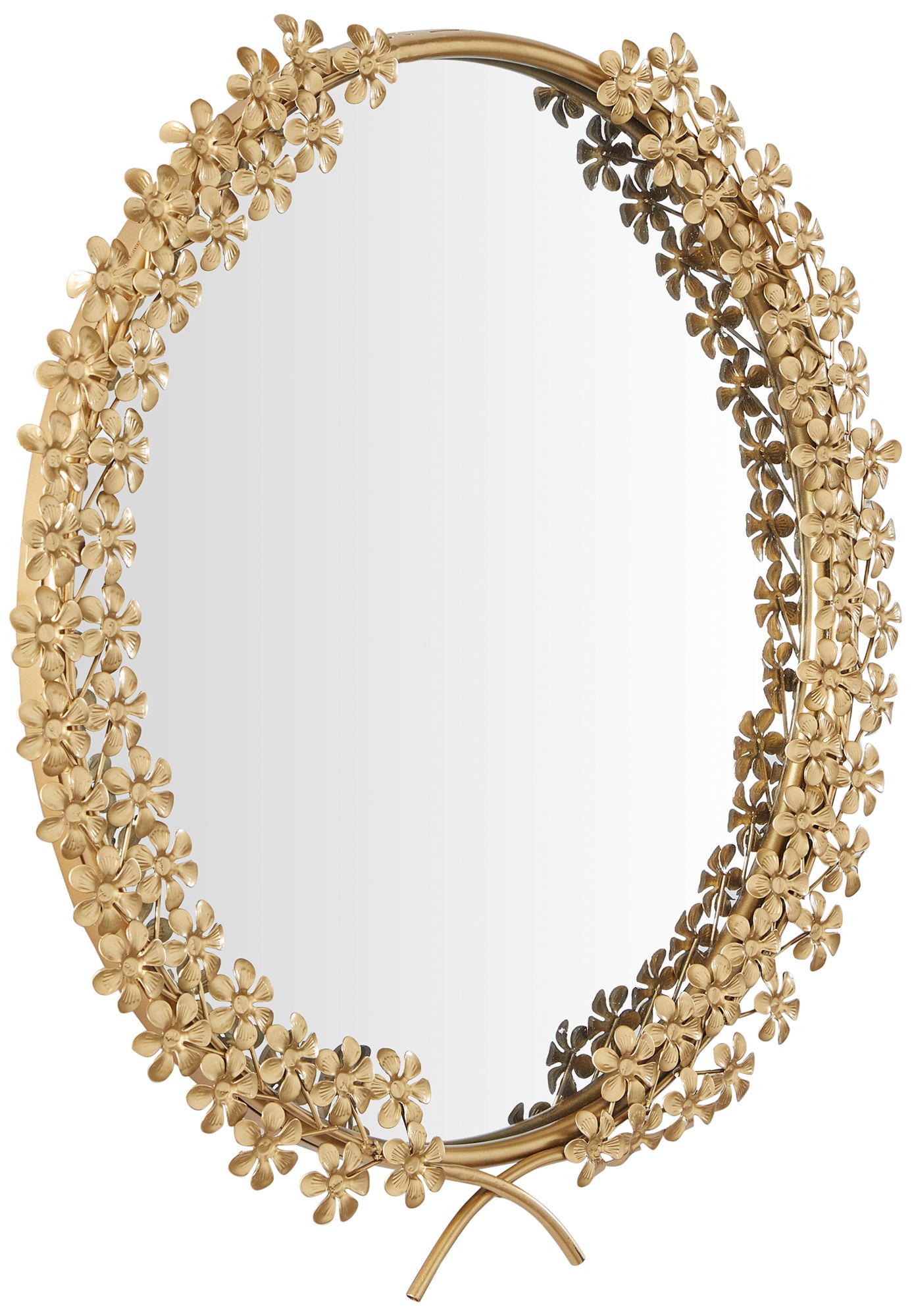Image 4 Ariella Polished Gold 3D Floral Metal 22" Round Wall Mirror more views