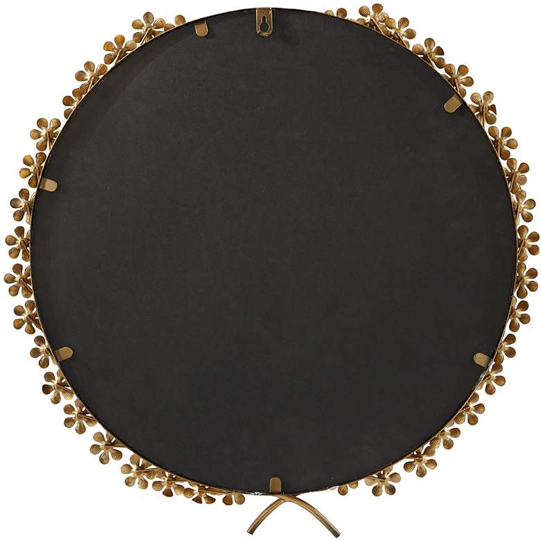Image 5 Ariella Polished Gold 3D Floral Metal 22 inch Round Wall Mirror more views