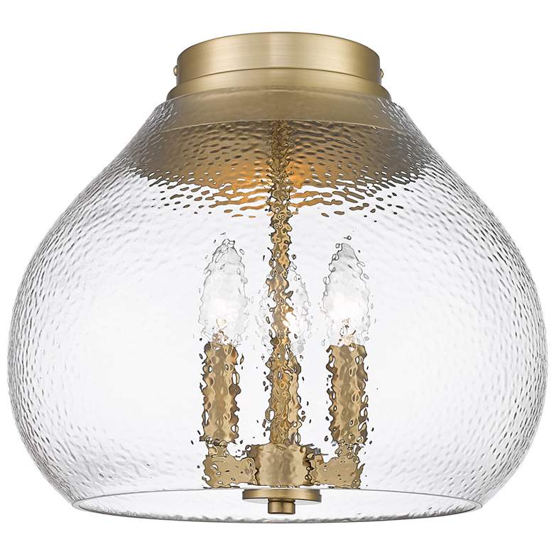Image 1 Ariella Semi-Flush in Brushed Champagne Bronze with Hammered Clear Glass
