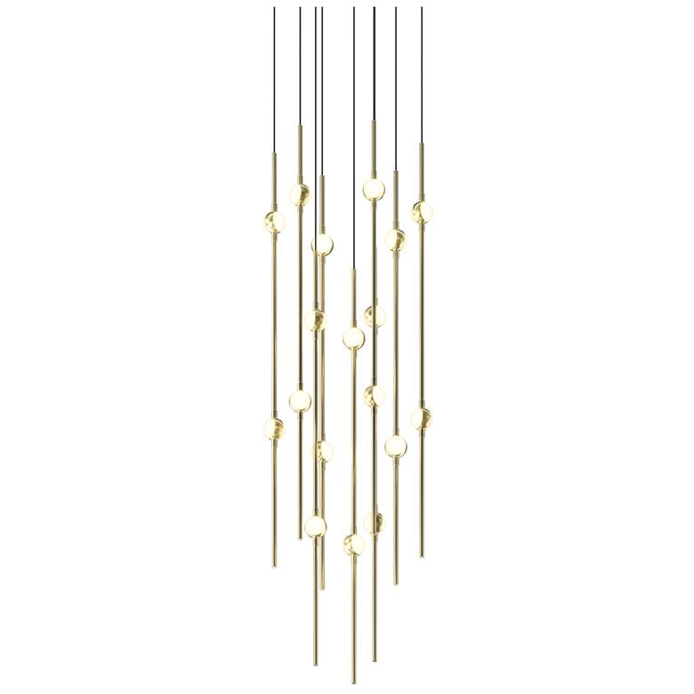 Image 2 Aries 11.5"W Round Brass 2700K Long White Shade LED Pendant