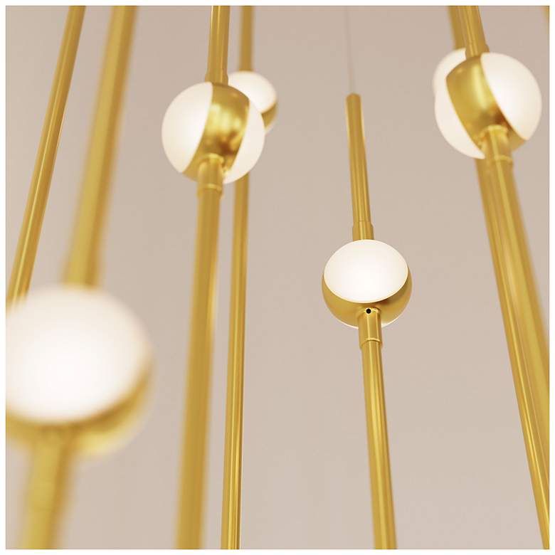 Image 5 Aries 11.5"W Round Brass 2700K Long White Shade LED Pendant more views