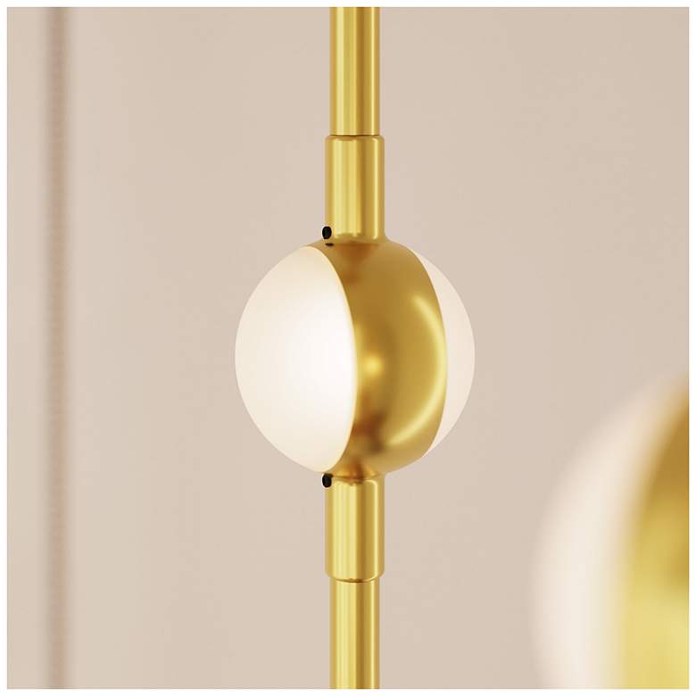 Image 6 Aries 11.5"W Round Brass 2700K Long White Shade LED Pendant more views