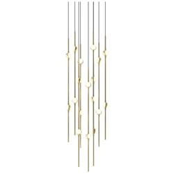 Aries 11.5"W Round Brass 3000K Long White Shade LED Pendant