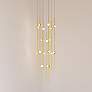 1_Aries 11.5"W Round Brass 3000K Long White Shade LED Pendant