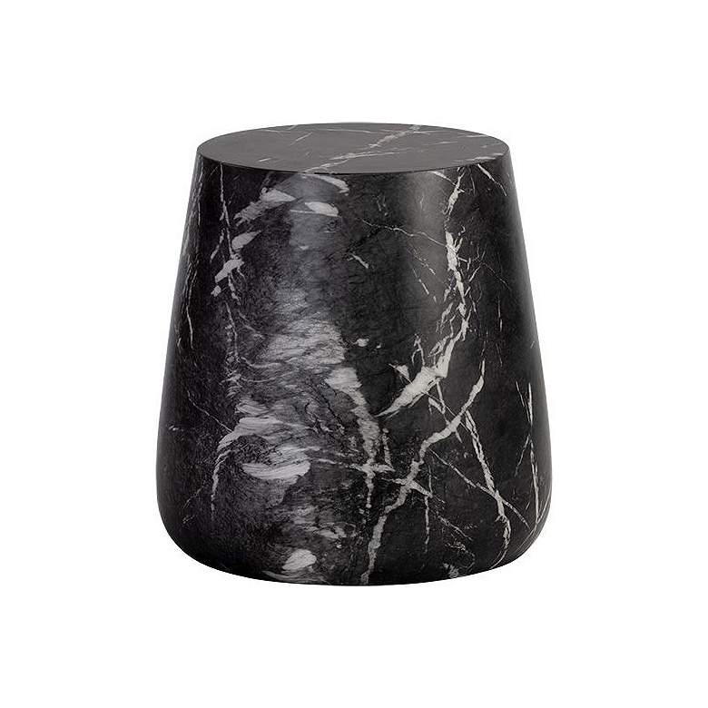 Aries 15&quot; Wide Black Faux Marble Side Table