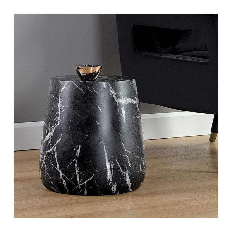 Image 1 Aries 15 inch Wide Black Faux Marble Side Table