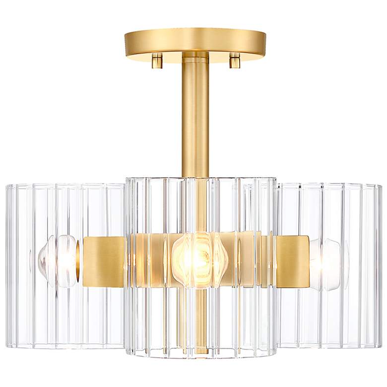 Image 2 Aries 15" Wide Brushed Gold 3-Light Ceiling Light