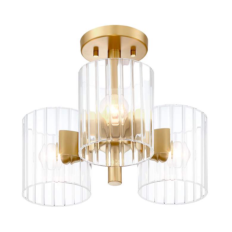 Image 5 Aries 15" Wide Brushed Gold 3-Light Ceiling Light more views
