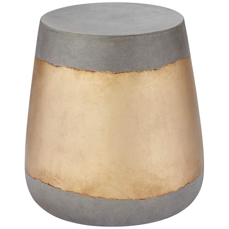 Image 3 Aries 16 1/4 inch High Gold Concrete Indoor-Outdoor Side Table