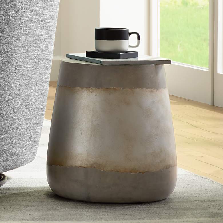 Image 1 Aries 16 1/4" High Silver Concrete Indoor-Outdoor Side Table