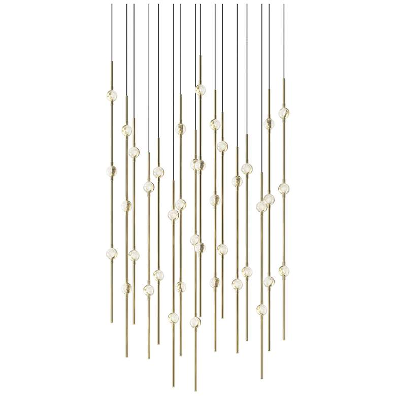 Image 1 Aries 21.5"W Square Brass 2700K Short Clear Shade LED Pendant