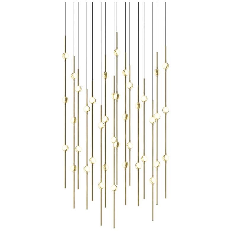 Image 1 Aries 21.5"W Square Brass 3000K Long White Shade LED Pendant