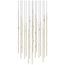 Aries 21.5"W Square Brass 3000K Short Clear Shade LED Pendant