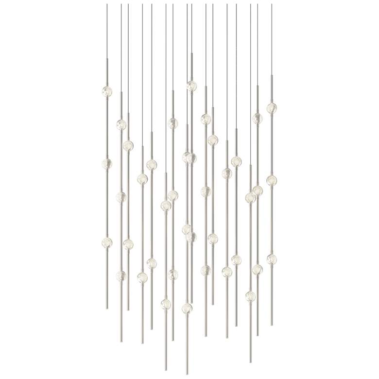 Image 1 Aries 21.5"W Square Nickel 2700K Long Clear Shade LED Pendant