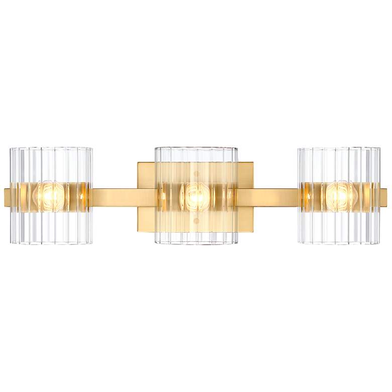Image 2 Aries 24.25 in. 3-Light Brushed Gold Transitional Vanity Light with Shade