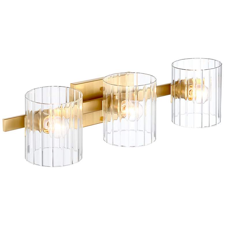 Image 5 Aries 24.25 in. 3-Light Brushed Gold Transitional Vanity Light with Shade more views