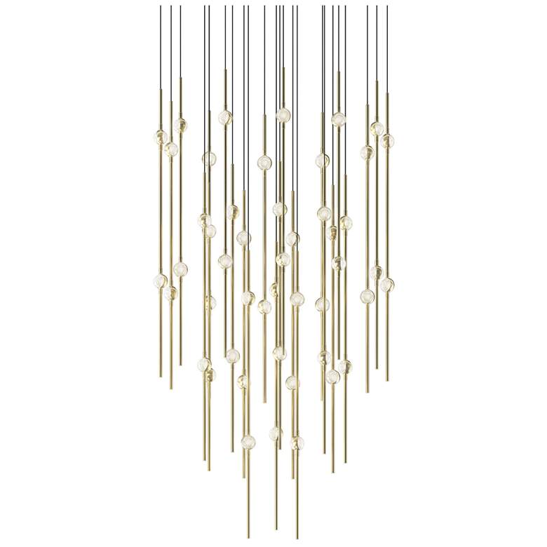 Image 1 Aries 24.75"W Round Brass 2700K Long Clear Shade LED Pendant