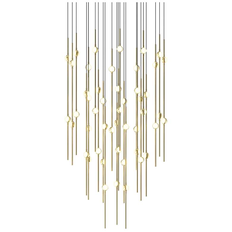 Image 1 Aries 24.75"W Round Brass 2700K Short White Shade LED Pendant